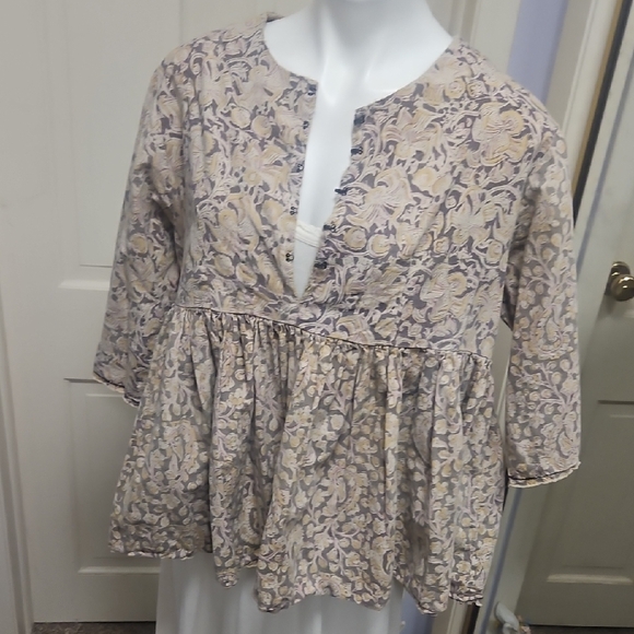 Magnolia Pearl Block Print Baby Doll Top